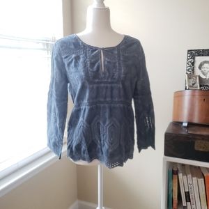 Denim Blue Cut-out Blouse